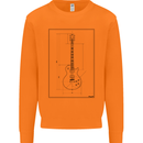 Guitar Blueprint Guitarist Electric Mens Sweatshirt Jumper Orange
