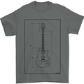 Guitar Blueprint Guitarist Electric Mens T-Shirt 100% Cotton Charcoal