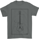 Guitar Blueprint Guitarist Electric Mens T-Shirt 100% Cotton Charcoal