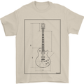 Guitar Blueprint Guitarist Electric Mens T-Shirt 100% Cotton Sand