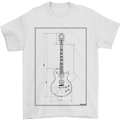 Guitar Blueprint Guitarist Electric Mens T-Shirt 100% Cotton White