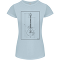Guitar Blueprint Guitarist Electric Womens Petite Cut T-Shirt Light Blue