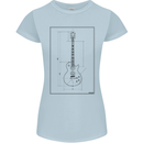 Guitar Blueprint Guitarist Electric Womens Petite Cut T-Shirt Light Blue
