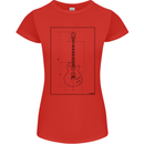 Guitar Blueprint Guitarist Electric Womens Petite Cut T-Shirt Red