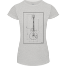 Guitar Blueprint Guitarist Electric Womens Petite Cut T-Shirt Sports Grey