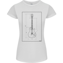 Guitar Blueprint Guitarist Electric Womens Petite Cut T-Shirt White