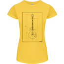 Guitar Blueprint Guitarist Electric Womens Petite Cut T-Shirt Yellow