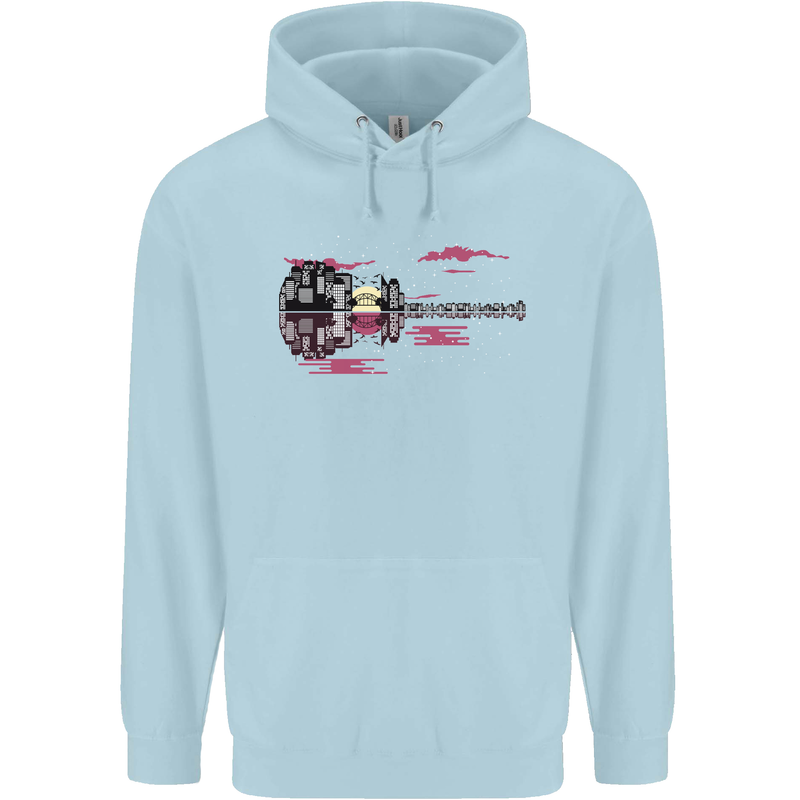 Guitar City Guitarist Bass Acoustic Bass Childrens Kids Hoodie Light Blue