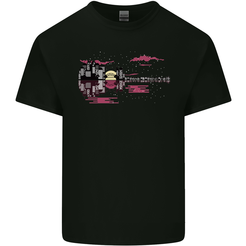 Guitar City Guitarist Bass Acoustic Bass Kids T-Shirt Childrens Black