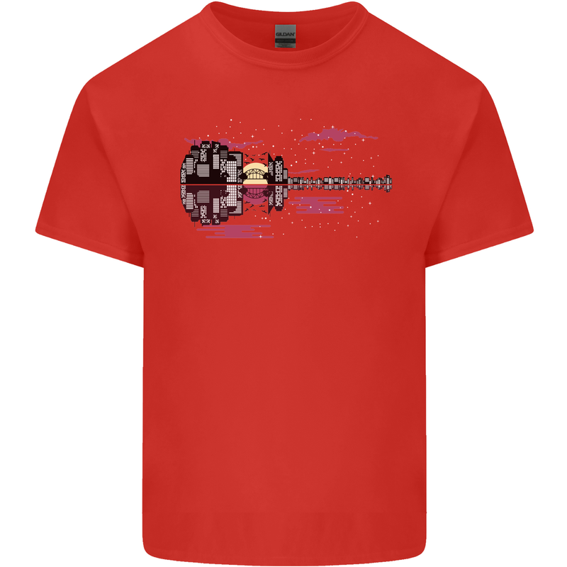 Guitar City Guitarist Bass Acoustic Bass Kids T-Shirt Childrens Red