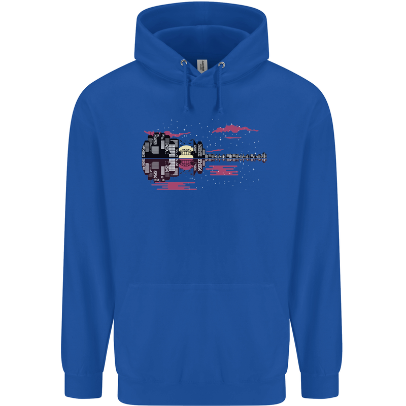 Guitar City Guitarist Bass Acoustic Bass Mens 80% Cotton Hoodie Royal Blue