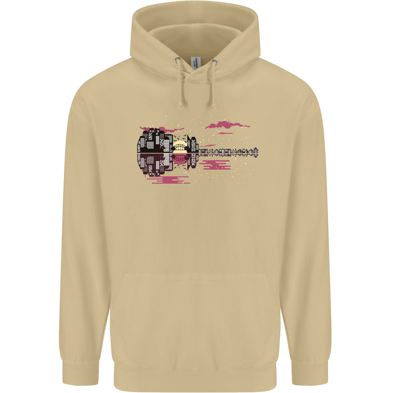 Guitar City Guitarist Bass Acoustic Bass Mens 80% Cotton Hoodie Sand