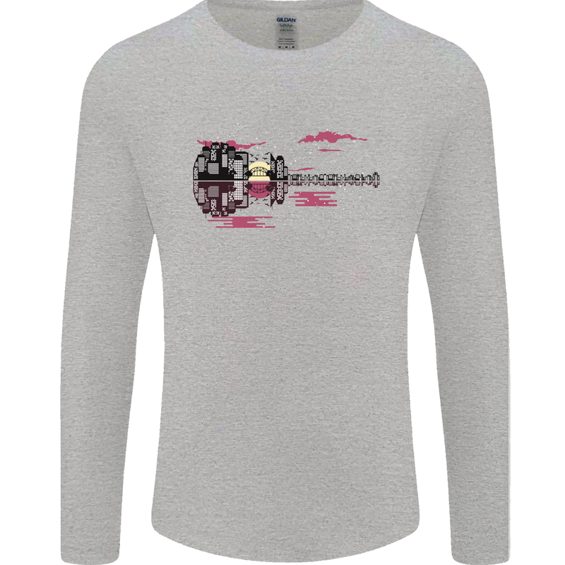Guitar City Guitarist Bass Acoustic Bass Mens Long Sleeve T-Shirt Sports Grey