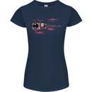 Guitar City Guitarist Bass Acoustic Bass Womens Petite Cut T-Shirt Navy Blue