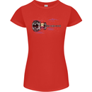 Guitar City Guitarist Bass Acoustic Bass Womens Petite Cut T-Shirt Red