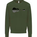 Guitar City Reflection Guitarist Electric Kids Sweatshirt Jumper Forest Green