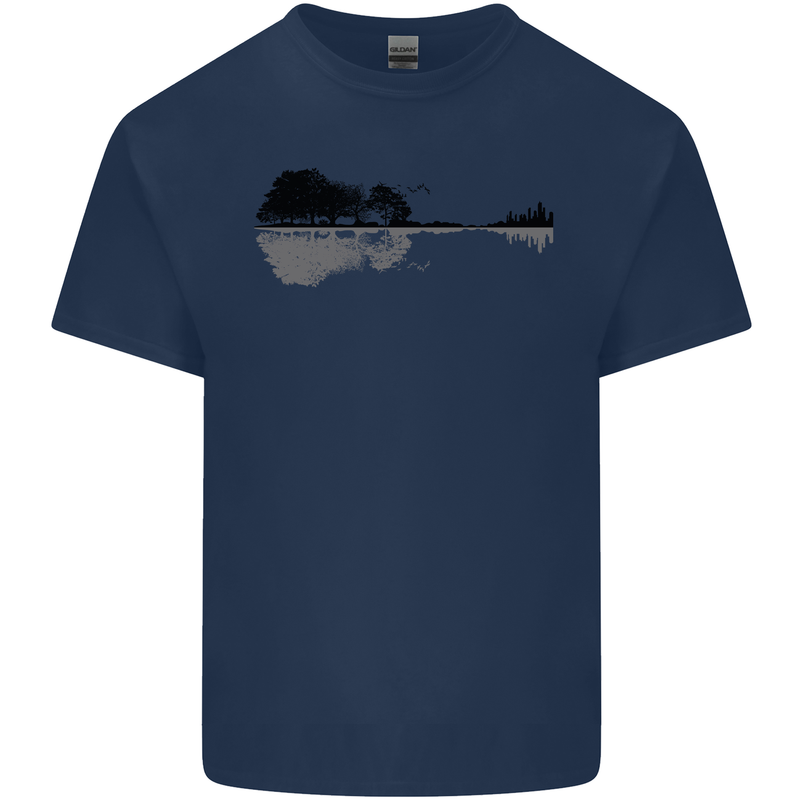 Guitar City Reflection Guitarist Electric Kids T-Shirt Childrens Navy Blue