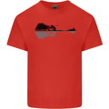 Guitar City Reflection Guitarist Electric Kids T-Shirt Childrens Red