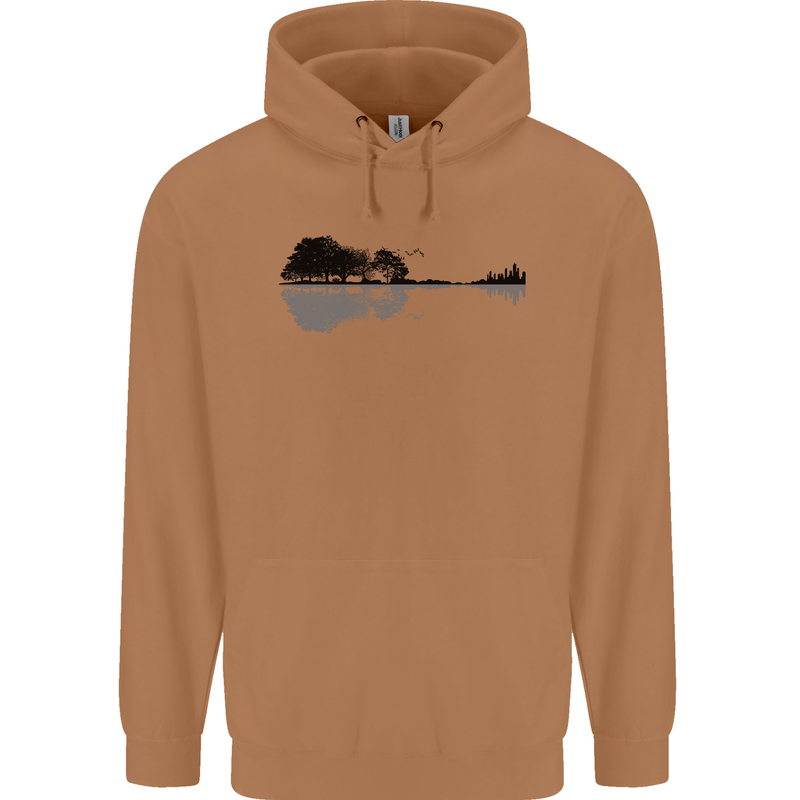 Guitar City Reflection Guitarist Electric Mens 80% Cotton Hoodie Caramel Latte