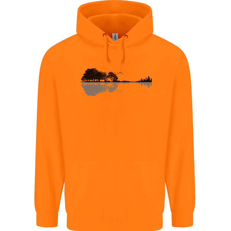 Guitar City Reflection Guitarist Electric Mens 80% Cotton Hoodie Orange