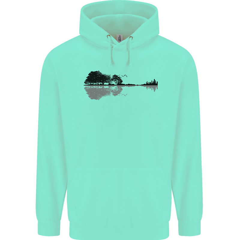 Guitar City Reflection Guitarist Electric Mens 80% Cotton Hoodie Peppermint