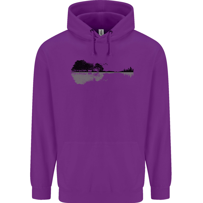 Guitar City Reflection Guitarist Electric Mens 80% Cotton Hoodie Purple