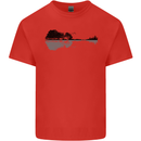 Guitar City Reflection Guitarist Electric Mens Cotton T-Shirt Tee Top Red