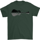 Guitar City Reflection Guitarist Electric Mens T-Shirt Cotton Gildan Forest Green