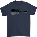 Guitar City Reflection Guitarist Electric Mens T-Shirt Cotton Gildan Navy Blue