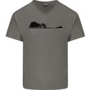 Guitar City Reflection Guitarist Electric Mens V-Neck Cotton T-Shirt Charcoal