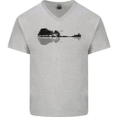 Guitar City Reflection Guitarist Electric Mens V-Neck Cotton T-Shirt Sports Grey