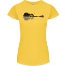 Guitar City Reflection Guitarist Electric Womens Petite Cut T-Shirt Yellow