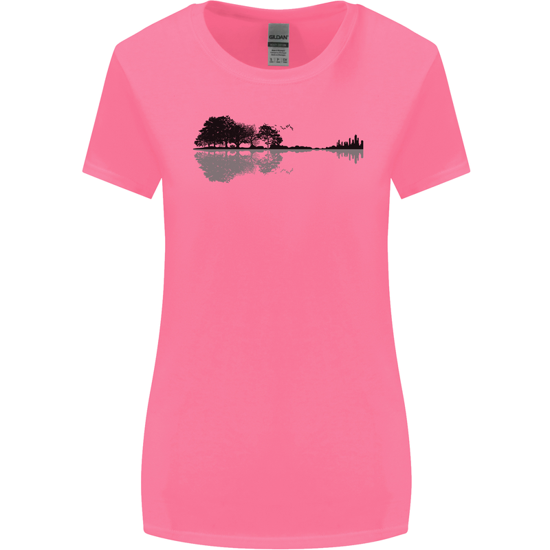 Guitar City Reflection Guitarist Electric Womens Wider Cut T-Shirt Azalea