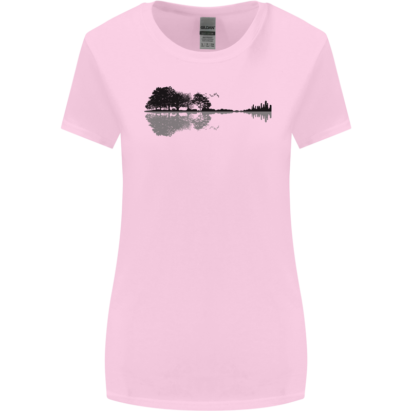 Guitar City Reflection Guitarist Electric Womens Wider Cut T-Shirt Light Pink