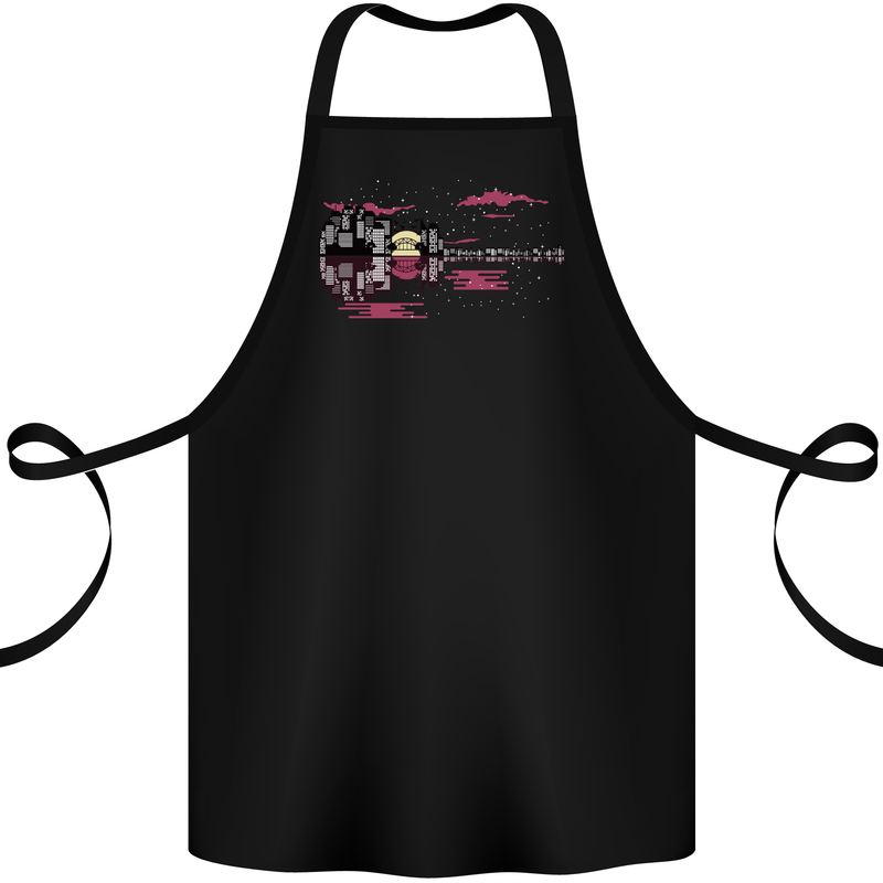 Guitar City Rock n Roll Music Guitarist Cotton Apron 100% Organic Black