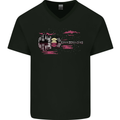 Guitar City Rock n Roll Music Guitarist Mens V-Neck Cotton T-Shirt Black