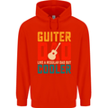 Guitar Dad Like a Normal Dad Fathers Day Childrens Kids Hoodie Bright Red