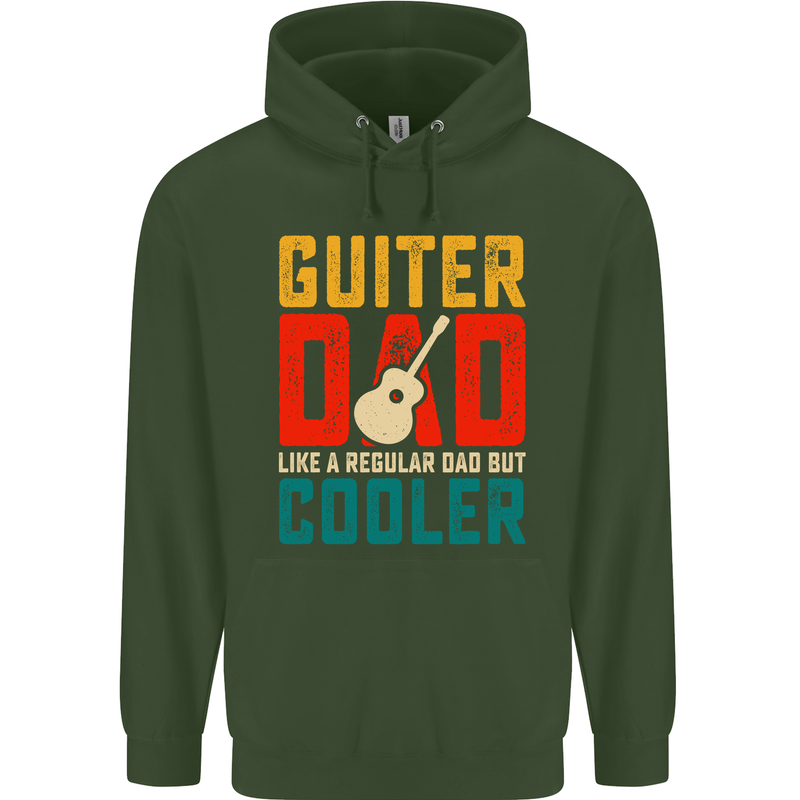 Guitar Dad Like a Normal Dad Fathers Day Childrens Kids Hoodie Forest Green