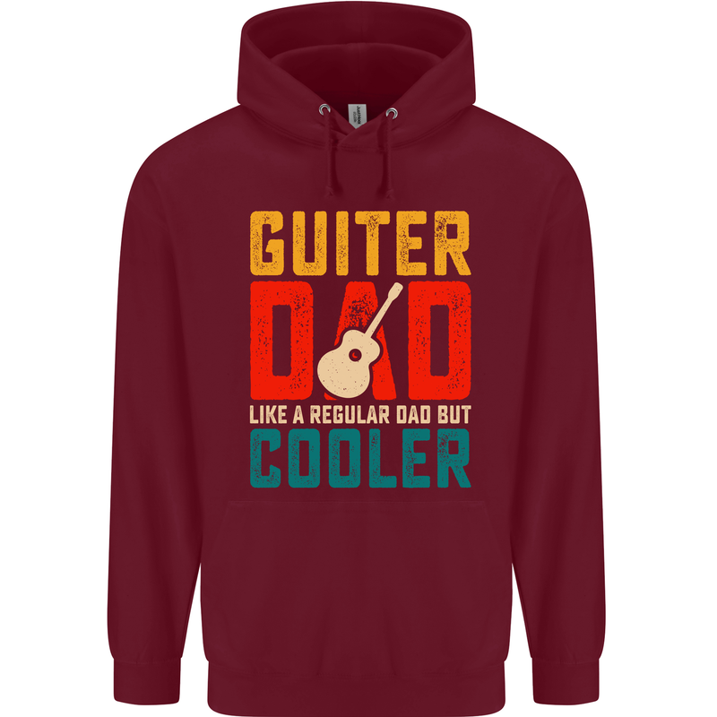 Guitar Dad Like a Normal Dad Fathers Day Childrens Kids Hoodie Maroon