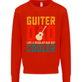 Guitar Dad Like a Normal Dad Fathers Day Kids Sweatshirt Jumper Bright Red