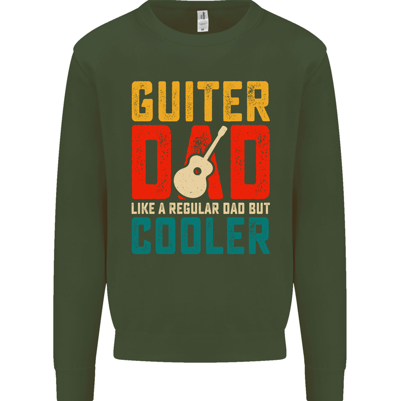 Guitar Dad Like a Normal Dad Fathers Day Kids Sweatshirt Jumper Forest Green