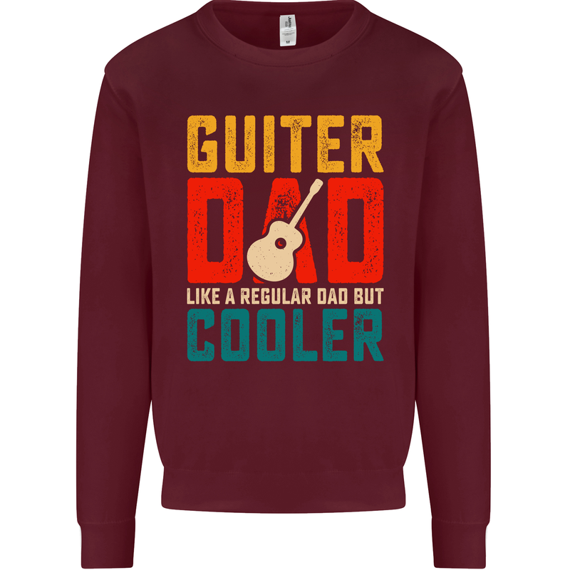 Guitar Dad Like a Normal Dad Fathers Day Kids Sweatshirt Jumper Maroon