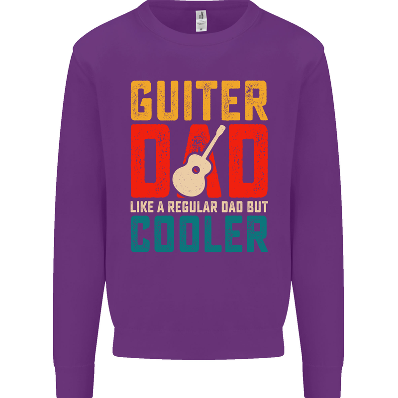 Guitar Dad Like a Normal Dad Fathers Day Kids Sweatshirt Jumper Purple