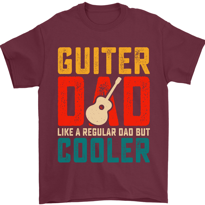 Guitar Dad Like a Normal Dad Fathers Day Mens T-Shirt 100% Cotton Maroon