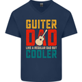 Guitar Dad Like a Normal Dad Fathers Day Mens V-Neck Cotton T-Shirt Navy Blue