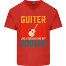 Guitar Dad Like a Normal Dad Fathers Day Mens V-Neck Cotton T-Shirt Red
