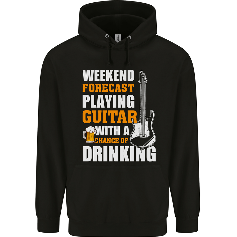 Guitar Forecast Funny Beer Alcohol Childrens Kids Hoodie Black