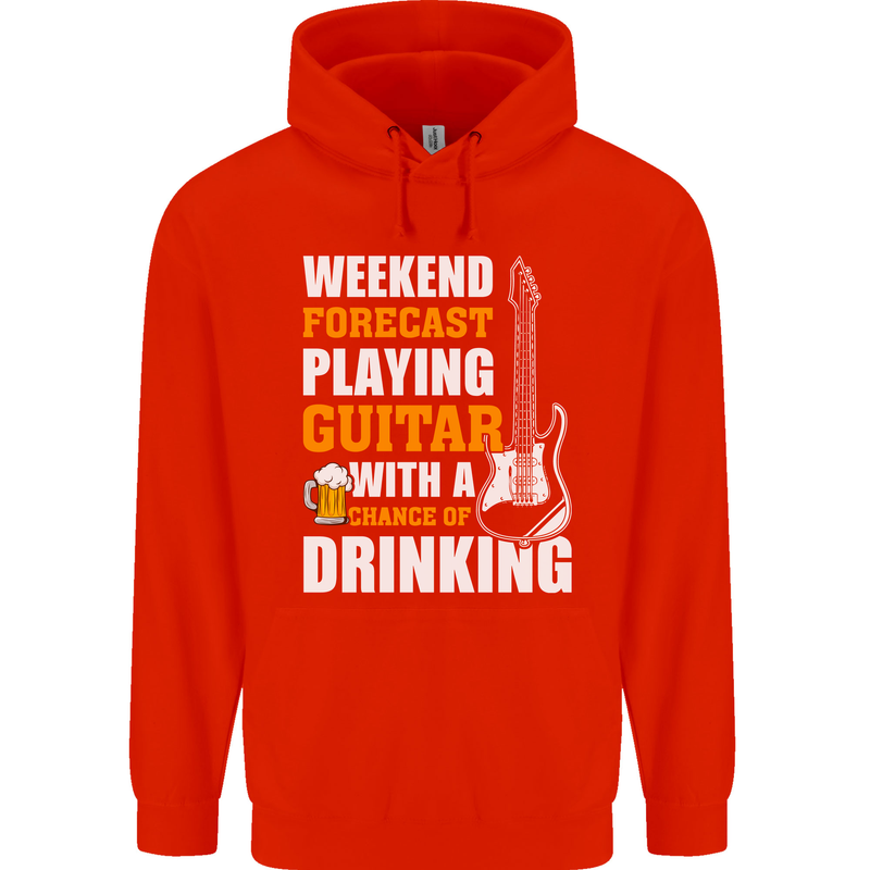 Guitar Forecast Funny Beer Alcohol Childrens Kids Hoodie Bright Red