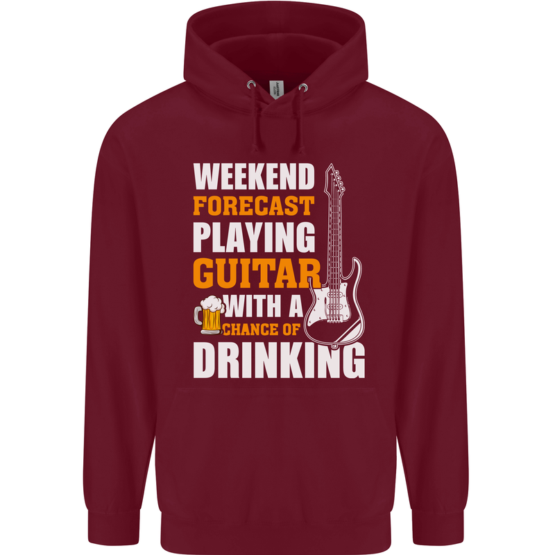 Guitar Forecast Funny Beer Alcohol Childrens Kids Hoodie Maroon