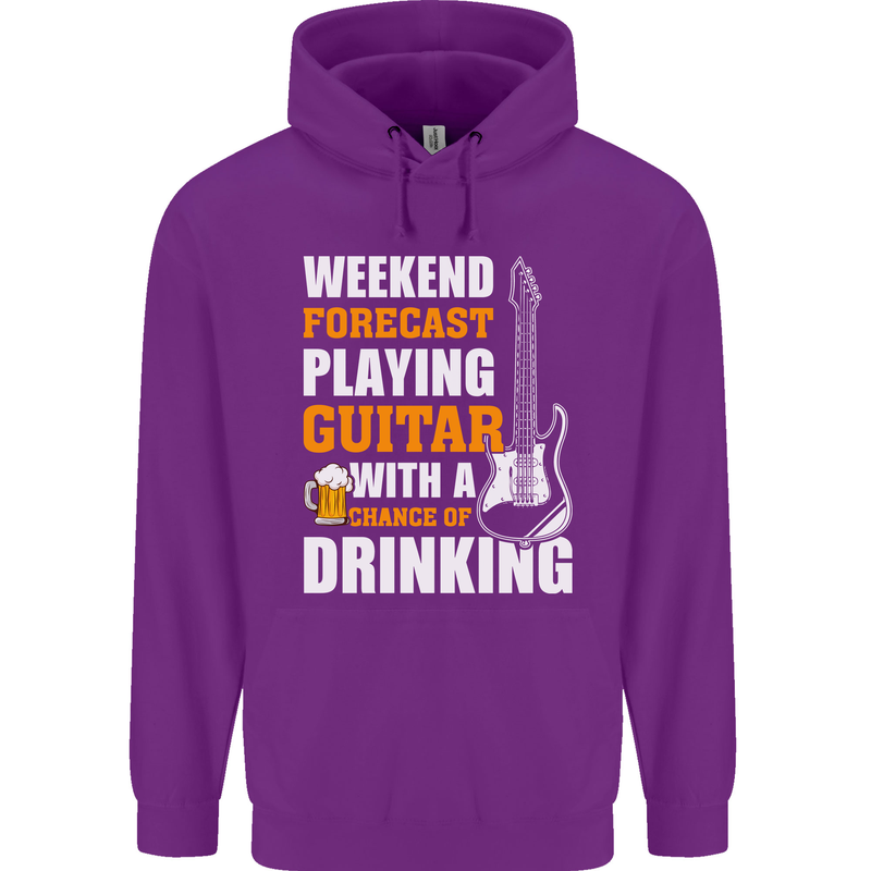 Guitar Forecast Funny Beer Alcohol Childrens Kids Hoodie Purple